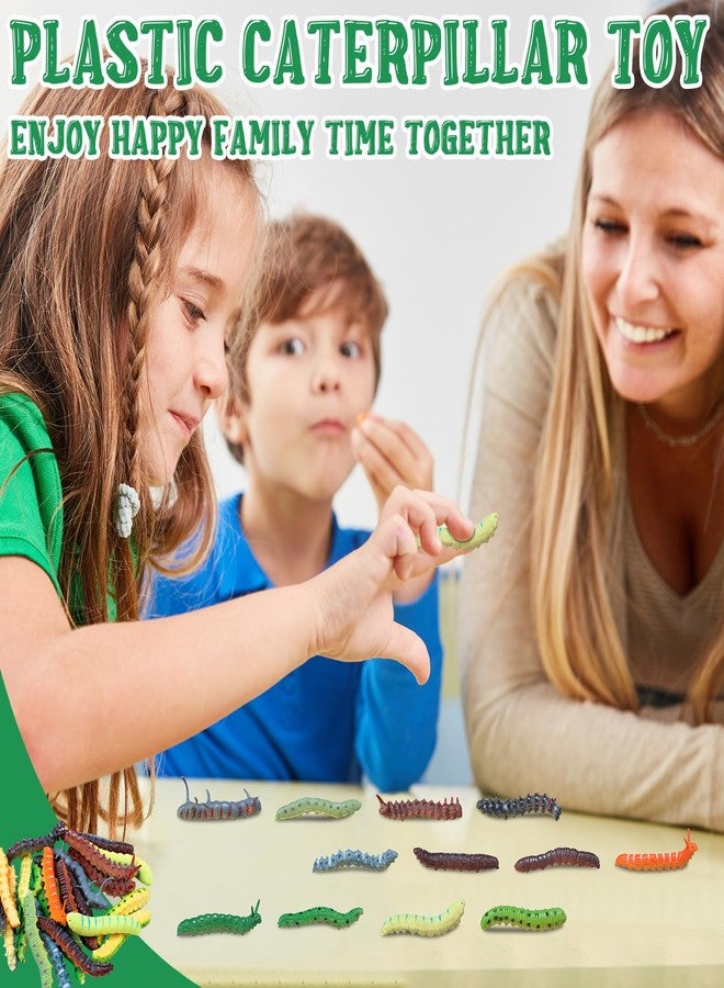 Arrowbash 24 Pcs Simulation Caterpillar Fake Worm Crawling Insects Educational Learning Accessories Halloween Prank Joke Items Interactive Play Favors - Image 5